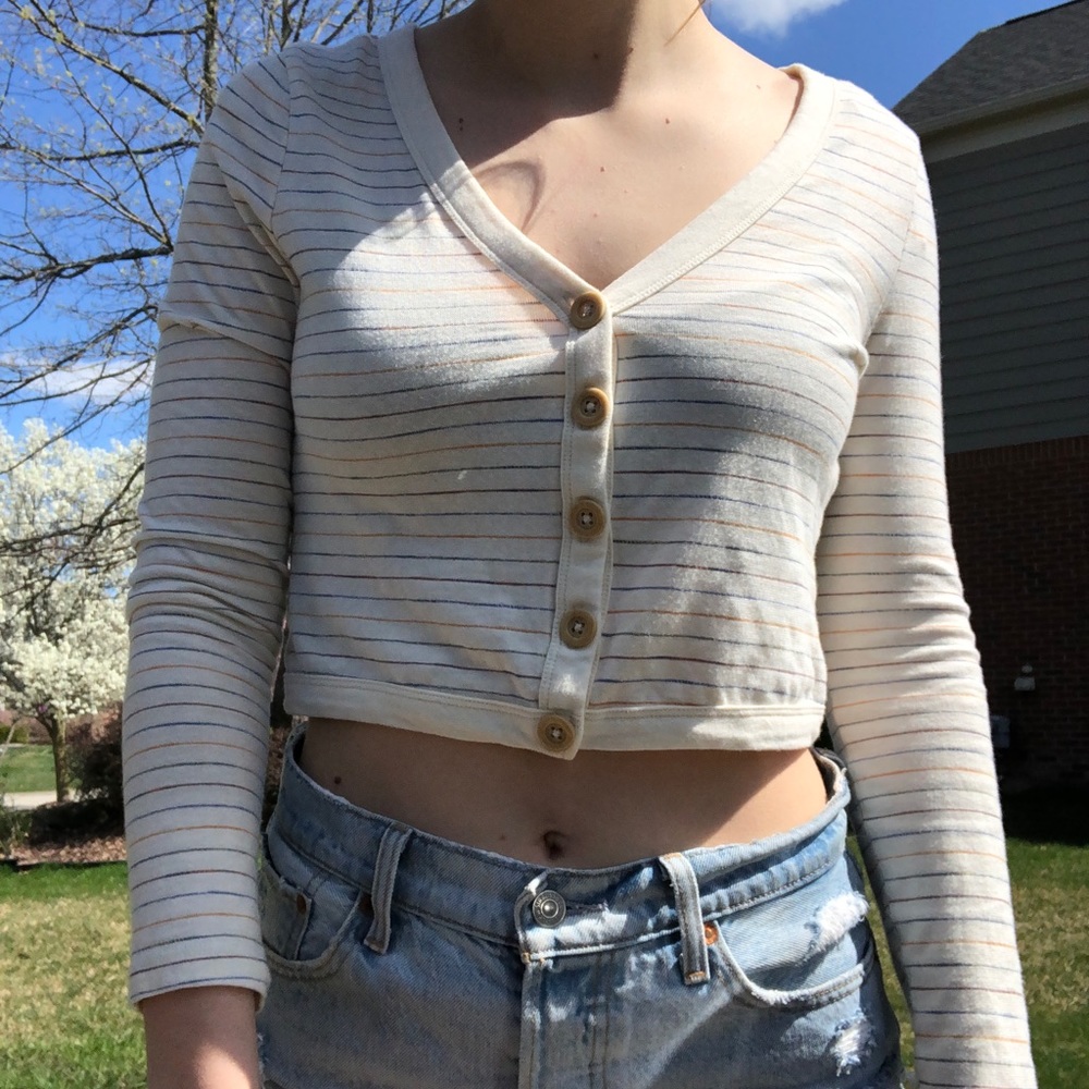 Stripped Crop Top with Buttons